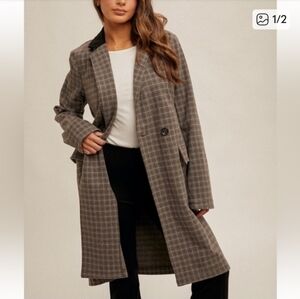 Hem & Thread Plaid Trench Coat NWT